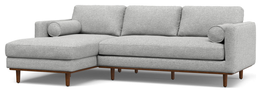 Morrison Mid Century Left Sectional Wide Sofa Tightly Woven Performance Fabric, Mist Grey