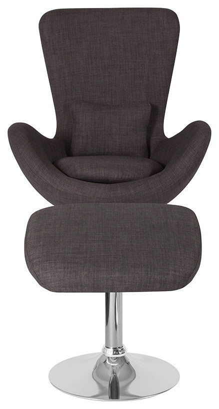 Egg Series Dark Gray Fabric Side Reception Chair with Ottoman
