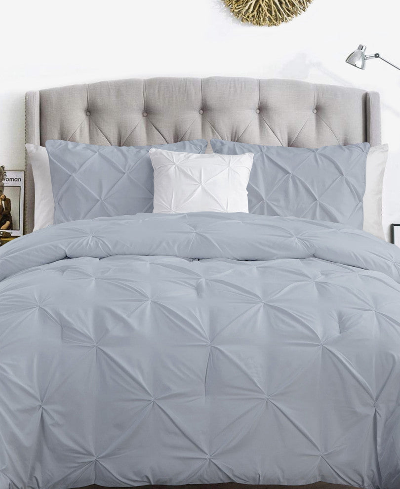 Organic Cotton 300 TC GOTS Certified 8 Internal Ties Fair Trad Pintuck Duvet Set