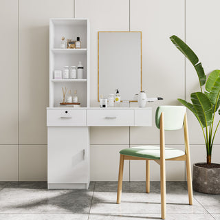 Gewnee simple hair desk, multi-layer storage, White