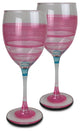 Retro Stripe Pink Wine Glasses, Set of 2