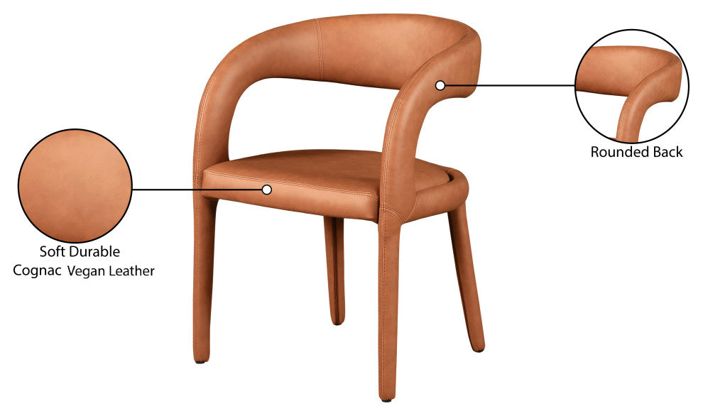 Meridian Furniture Sylvester Faux Leather Dining Chair, Cognac