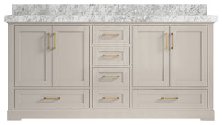 Boston 72" Double Sink Bath Vanity in Fine Grain 2" Carrara Marble