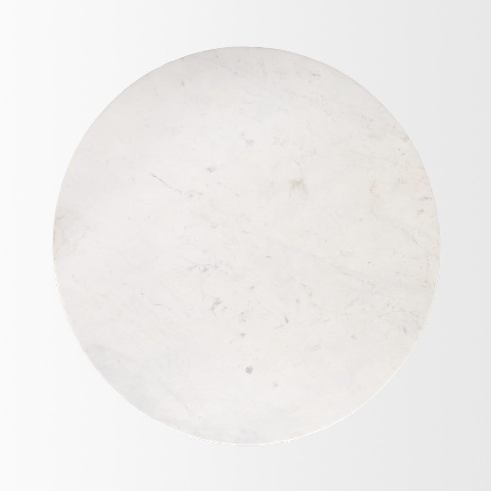 Allyson 42" Medium Brown With White Marble Top Dining Table