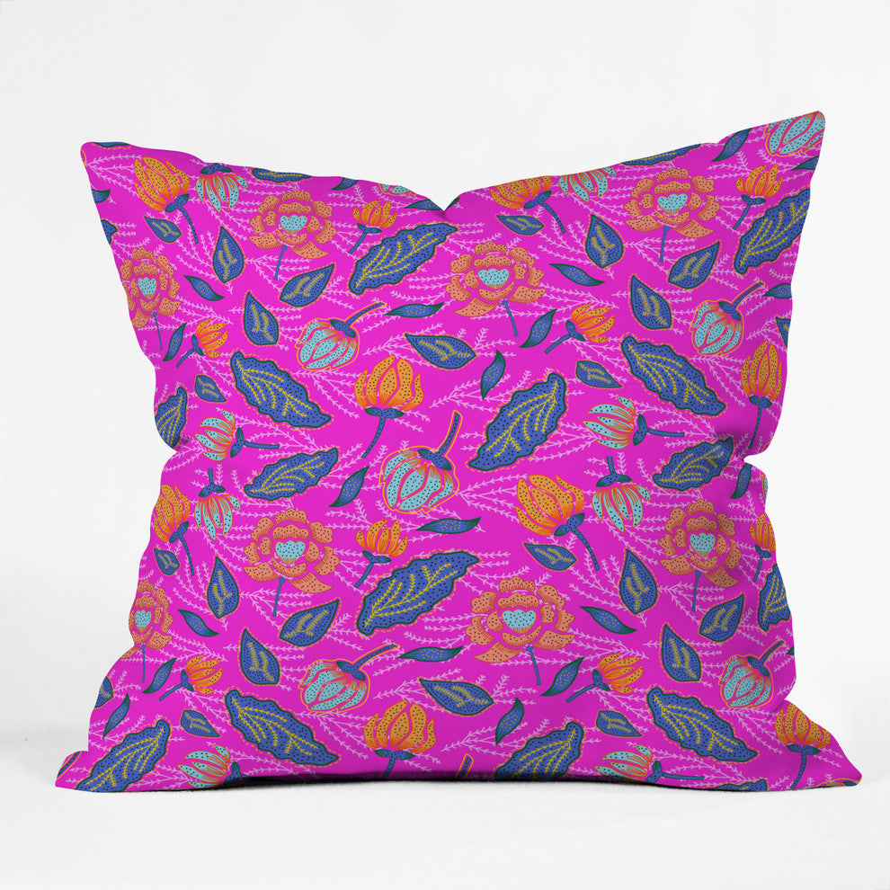 Hello Sayang Summer Batik Fuchsia Throw Pillow