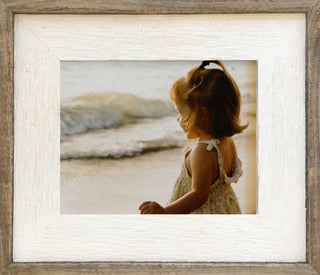 8x10 Barnwood Picture Frame, Lighthouse Whitewash, Easelback For Shelf Display
