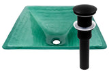Sauna Glass Vessel Sink and Drain, Matte Black