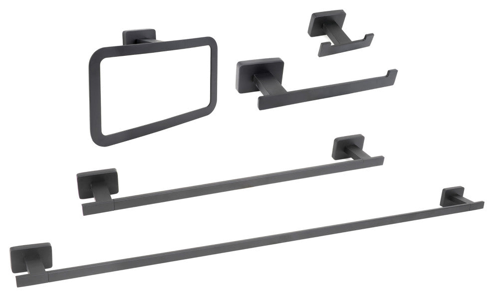 Chicago Series Black Bathroom 5 Piece Accessory Set