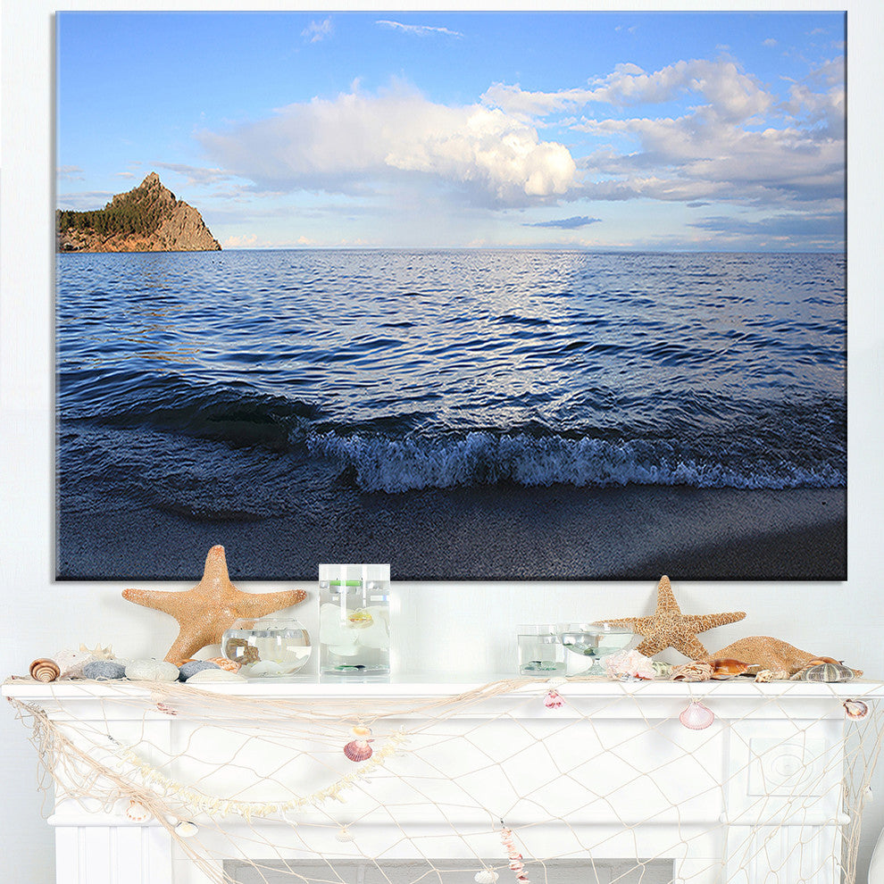 "Wave With Whitecaps On Lake Baikal" Contemporary Seascape Art Canvas, 40"x20"