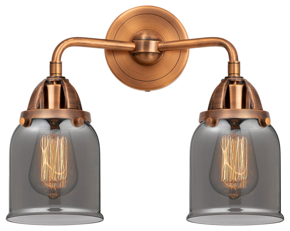 Small Bell Bath Vanity Light, Antique Copper, Plated Smoke, Plated Smoke
