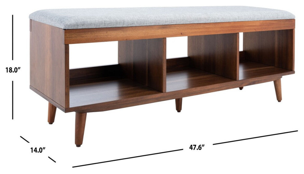 Safavieh Cricket Open Shelf Bench, Grey/Natural Acacia