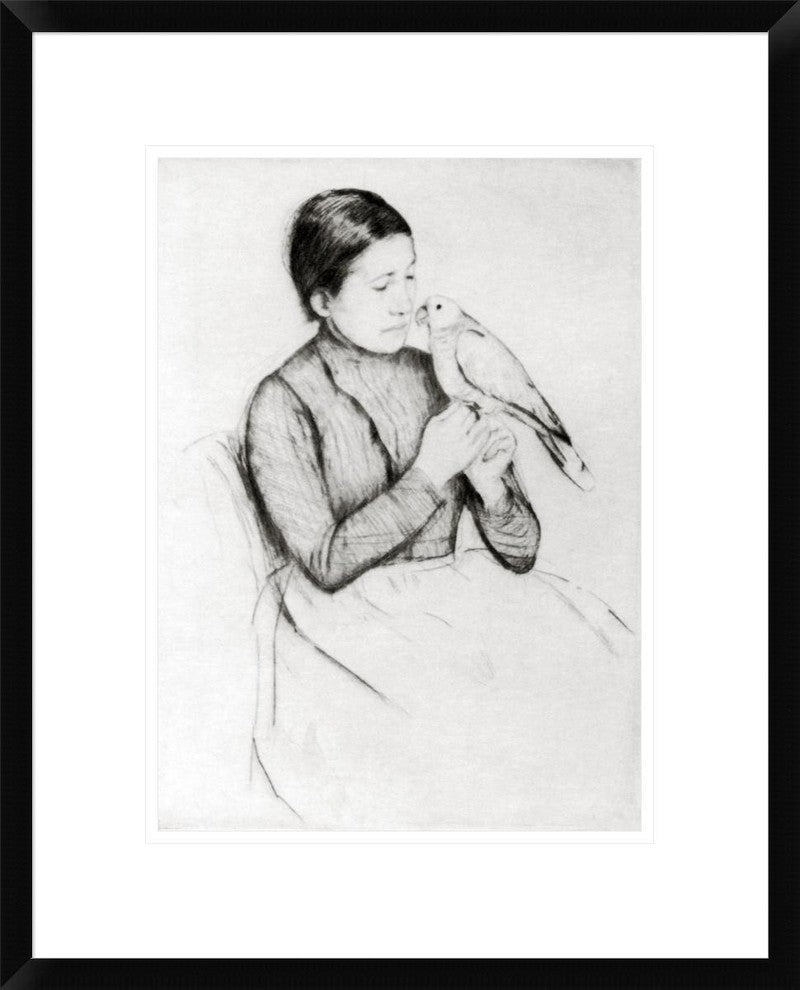 "The Parrot 1889" Framed Digital Print by Mary Cassatt, 19x24"