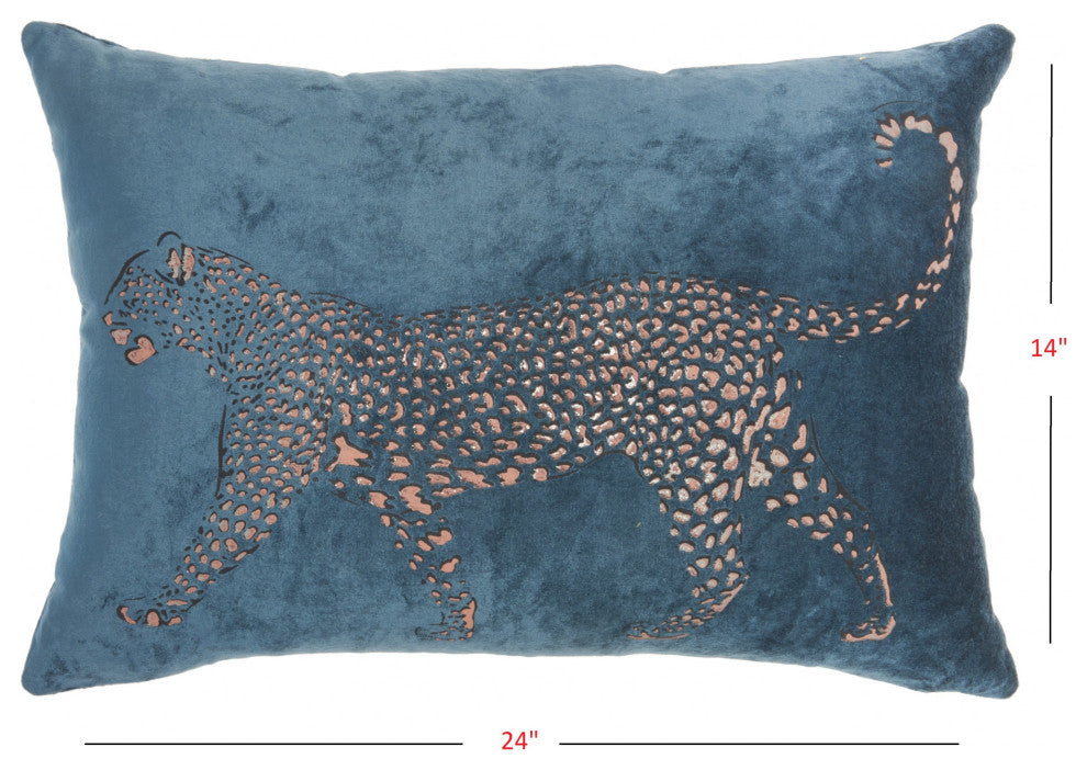 Bold Teal Leopard Lumbar Pillow
