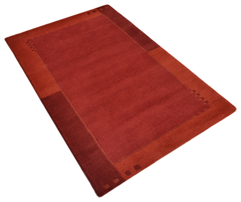 Hand Knotted Tibbati Wool 4'x6' Area Rug Contemporary Light Red