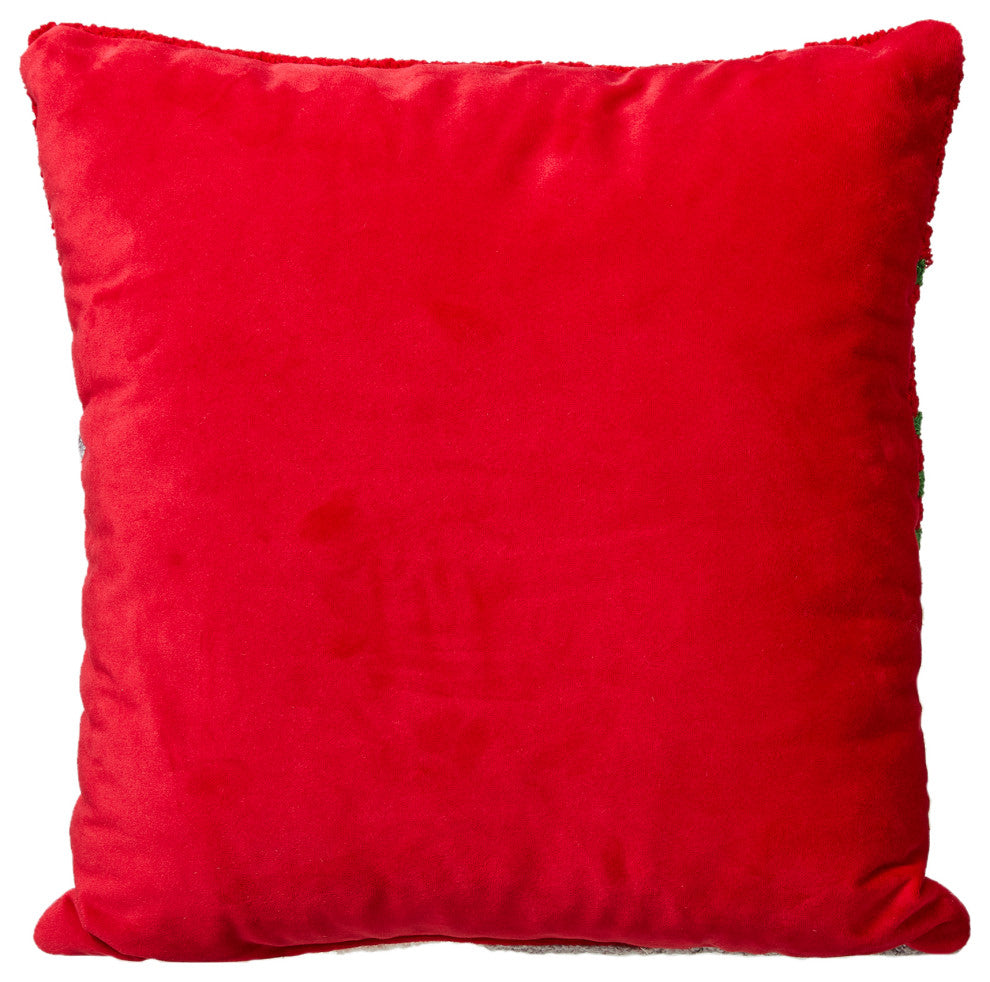 14"L Hooked Christmas Cat Pillow