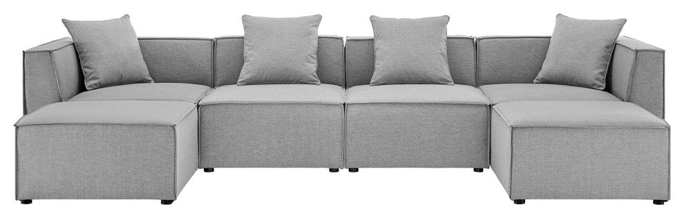 Saybrook Outdoor Patio Upholstered 6-Piece Sectional Sofa Gray