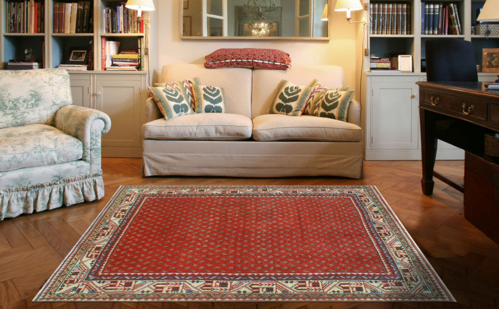 Fine Vintage Distressed Zyaire Red/Beige Rug, 4'4x7'0