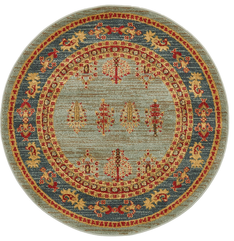 Unique Loom Light Blue Fars Darya 3' 3 x 3' 3 Round Rug