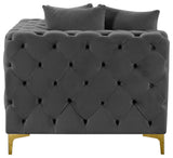 Tremblay Velvet Upholstered Corner Chair, Grey