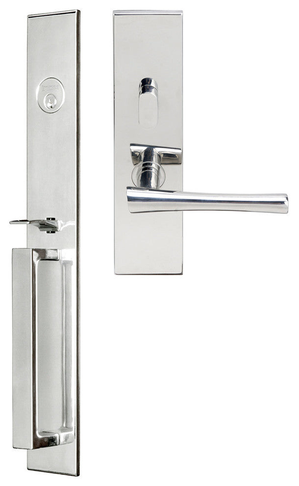 Champagne Lever, Mortise Entry Handleset, Left Hand, Polished Stainless Steel