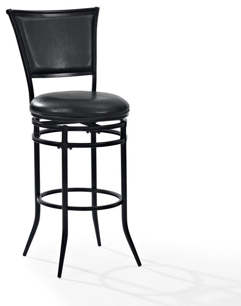 Rachel Swivel Bar Stool, Black With Black Cushion