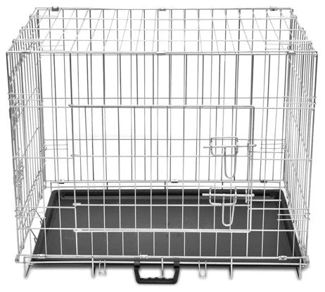 37" Dog Crate 2 Door w/ Divide w/ Tray Fold Metal Pet Animal Cage Kennel House