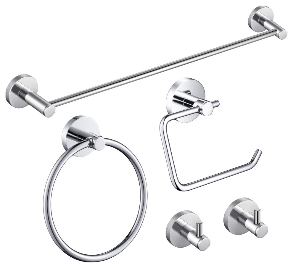 Circular 5-Piece Bathroom Hardware Set, Chrome