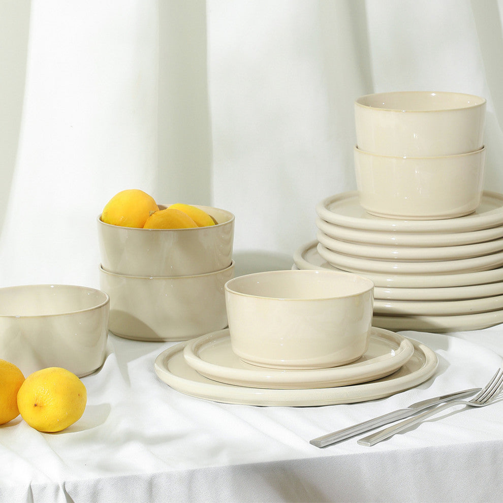 Stone Lain Eden Stoneware Cereal Bowl Set of 4, Beige