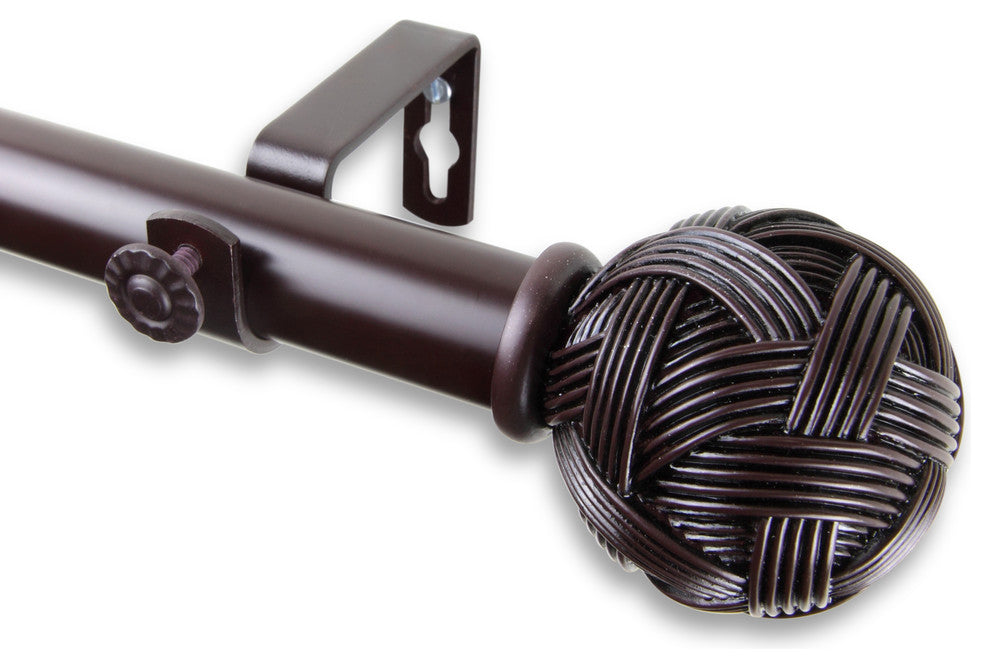 Twine 1" Curtain Rod 28-48", Black, Mahogany, 66-120"