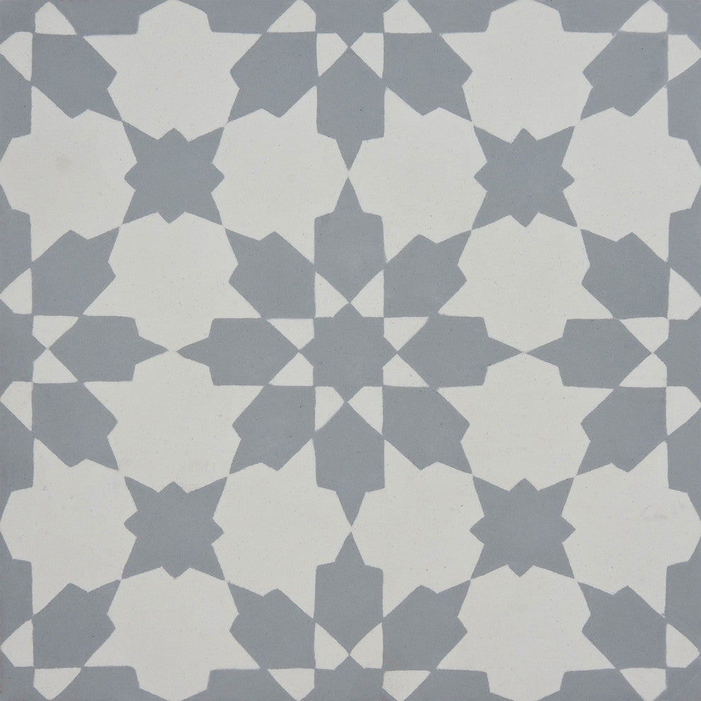 8"x8" Ahfir Handmade Cement Tile, Gray/White, Set of 12