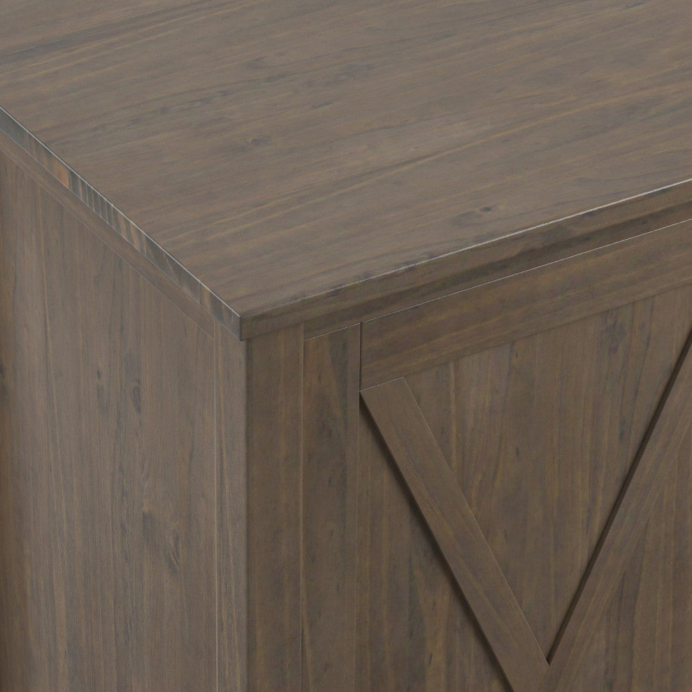 Ela Solid Wood Sideboard With Wine Storage, Smoky Brown