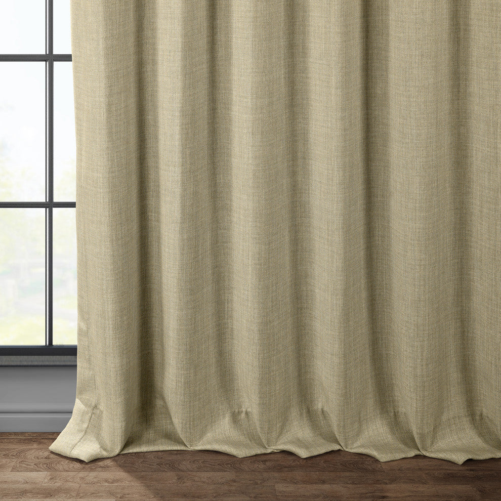 Faux Linen Darkening Curtain Single Panel, Thatched Tan, 50"x120"