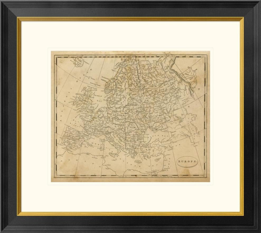 "Europe, 1812" Framed Digital Print by Aaron Arrowsmith, 26x23"