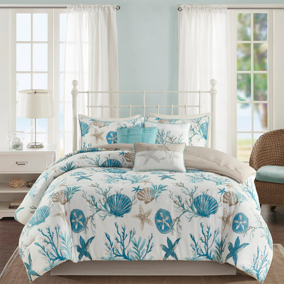 Madison Park Pebble Beach Coastal 7-Piece Cotton Sateen Comforter Set