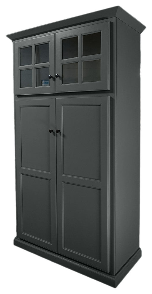 Traditional Pantry with Upper Cabinet Storage, Iron Ore