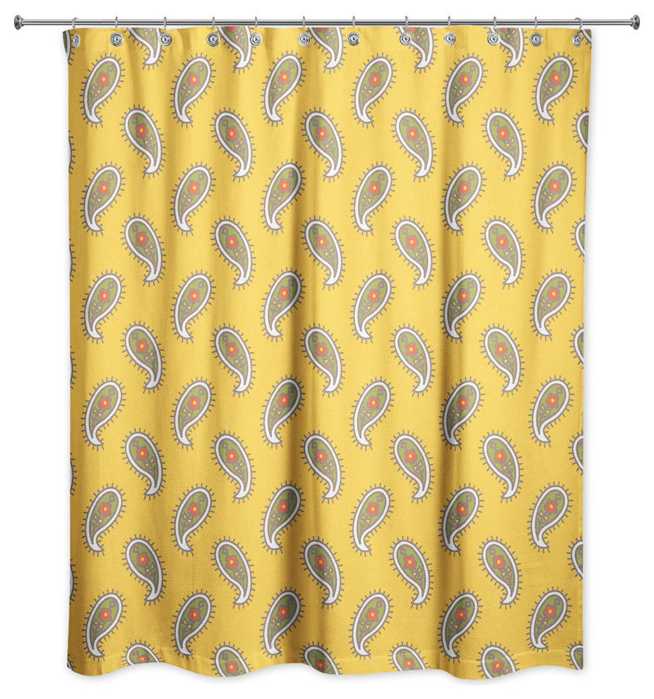 Paisley Pattern in Yellow Shower Curtain