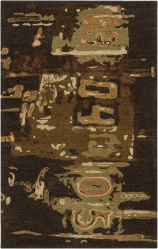 Rant Area Rug, 9'x13', Dark Brown/Taupe/Camel/Beige/Tan/Butter