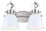 Phineas Light Farmhouse Bohemian Iron LED Vanity, White, 2-Light