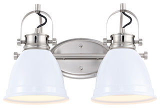 Phineas Light Farmhouse Bohemian Iron LED Vanity, White, 2-Light