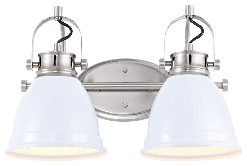 Phineas Light Farmhouse Bohemian Iron LED Vanity, White, 2-Light