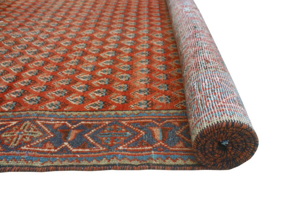 Vintage Distressed Camila Red/Navy Runner, 3'9x9'0