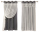 Lace Overlay Blackout Curtains, Dark Gray, 84"