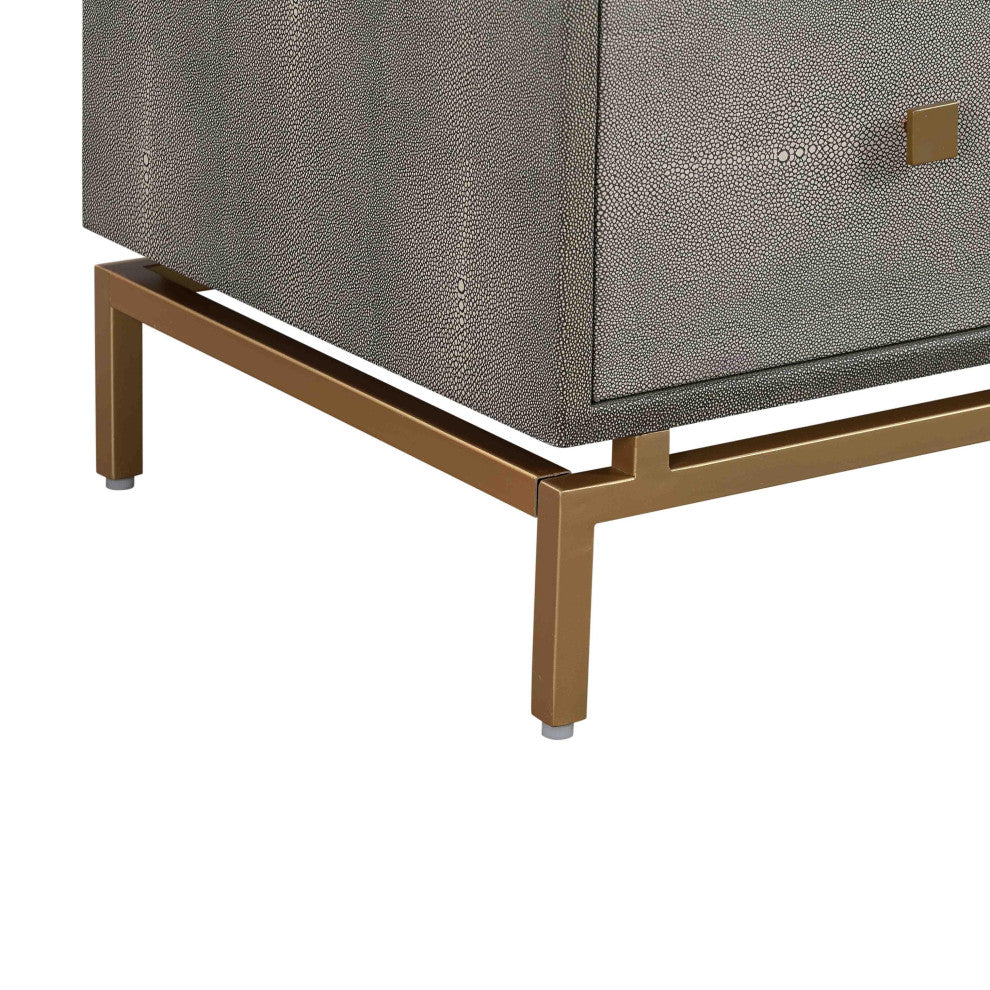 Pesce Shagreen 6 Drawer Dresser, Modern Grey Luxe Glam Buffet