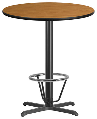 36'' Round Laminate Table Top with 30'' x 30'' Bar Ht Table Base and Foot Ring,