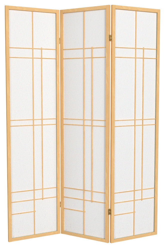 6' Tall Eudes Shoji Screen, Natural, 3 Panels