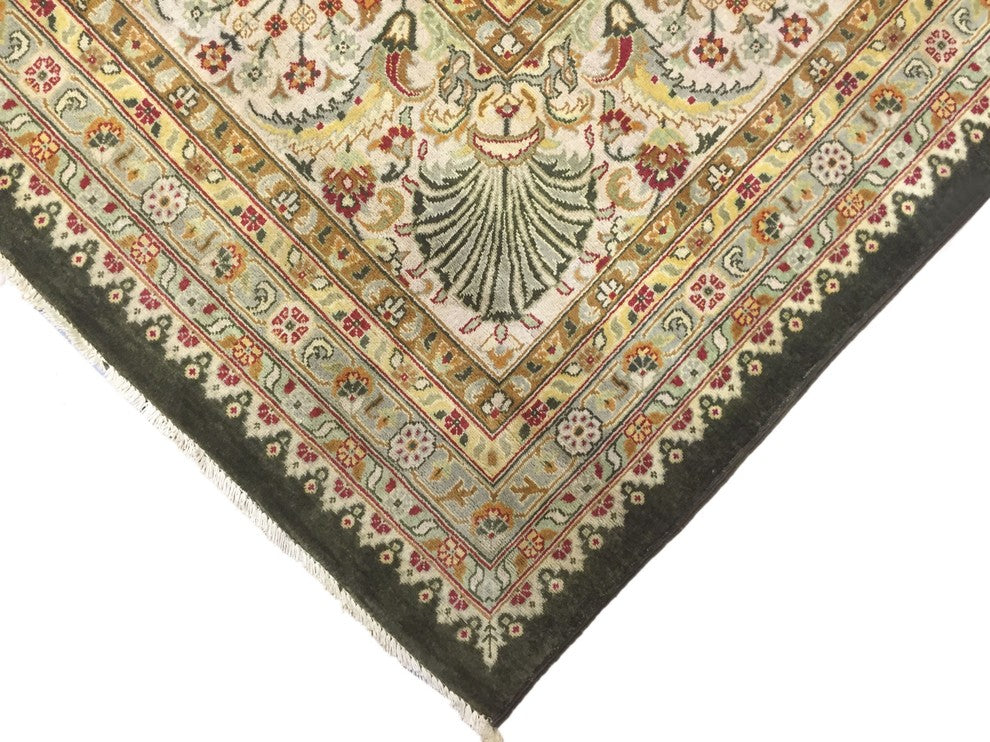 Coleton Drk Green Hand-Knotted Rug, 9''2x12''9