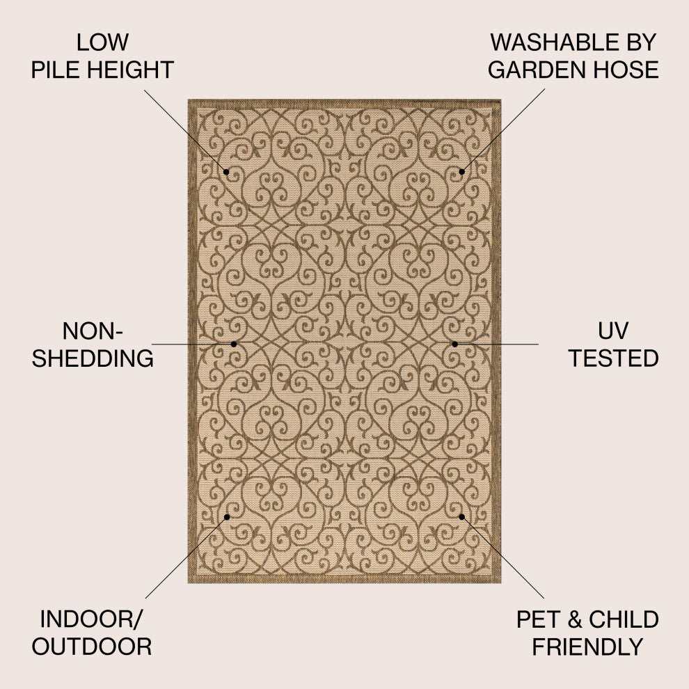 Madrid Vintage Filigree Textured Weave Indoor/Outdoor Area Rug