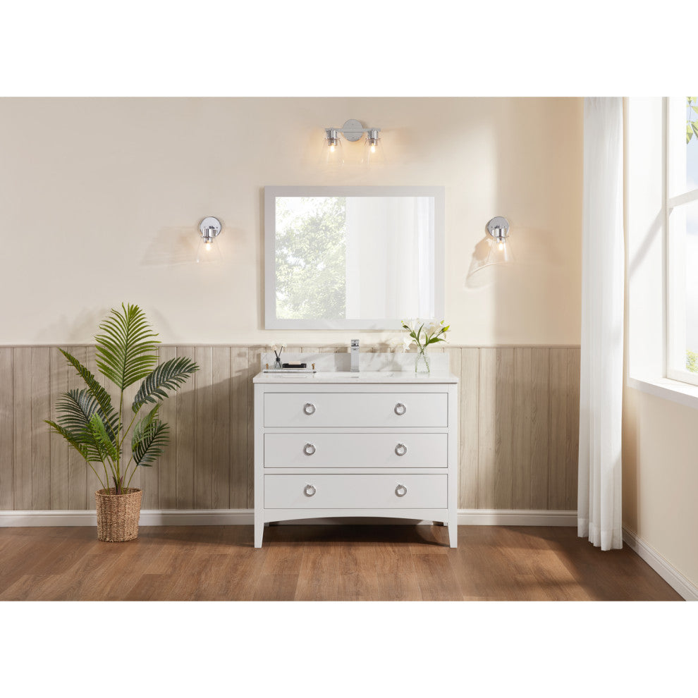 Legion Furniture WS2518 Series Bathroom Sink Vanity, White, 42", Artificial Stone Top, Single Sink
