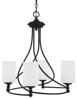 Capri 4-Light Chandelier, Matte Black/White Muslin