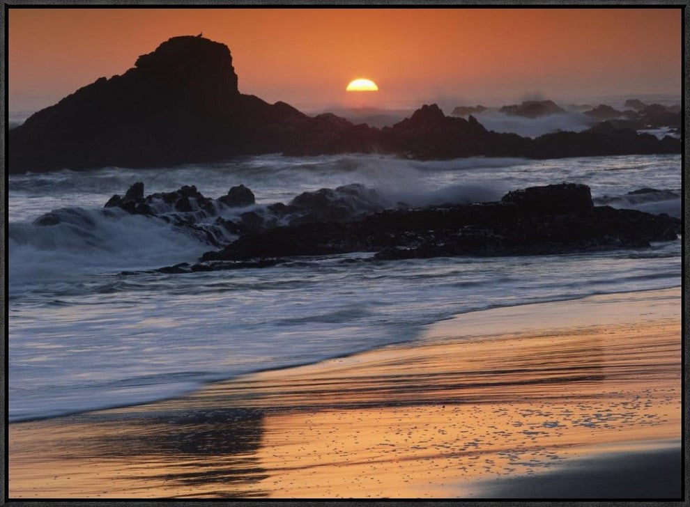 Crashing Surf On Rocks At Sunset, Point Piedras Blancas, California, 32"x24"